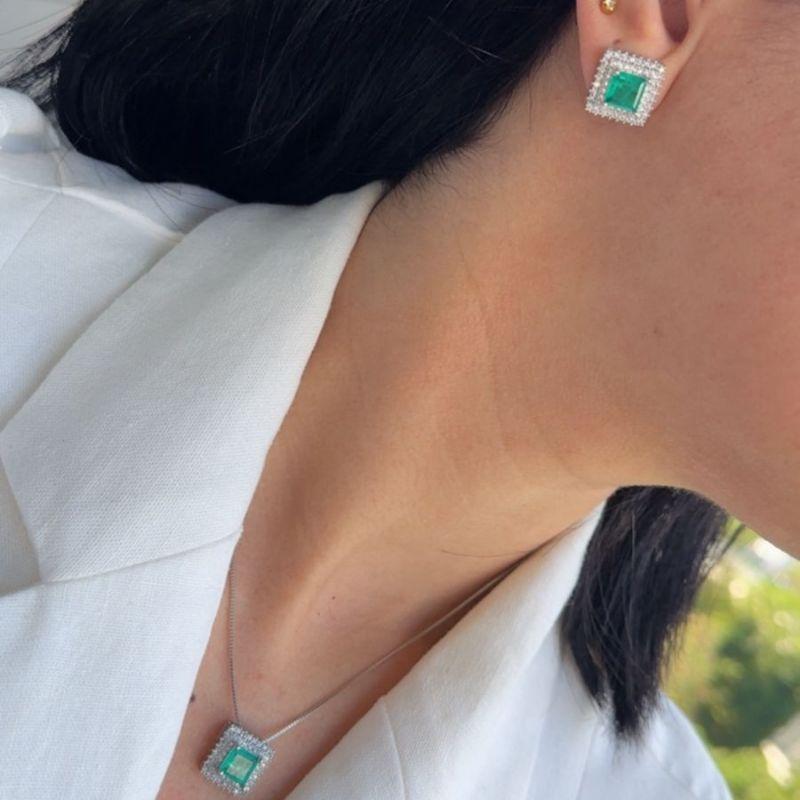 Conjunto Ródio Branco Quadrado Tiffany Cravejado