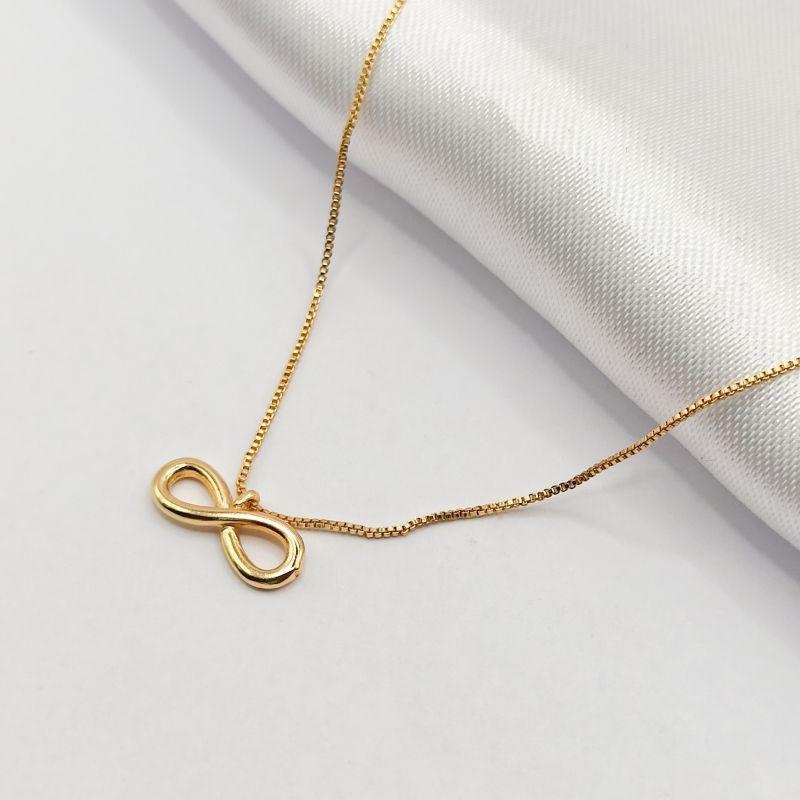 GARGANTILHA DOURADA CHOKER INFINITO LISO 40CM