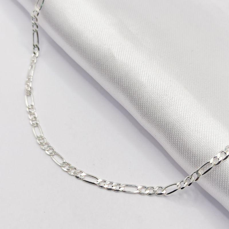 GARGANTILHA PRATA ELO FÍGARO 3X1 45CM