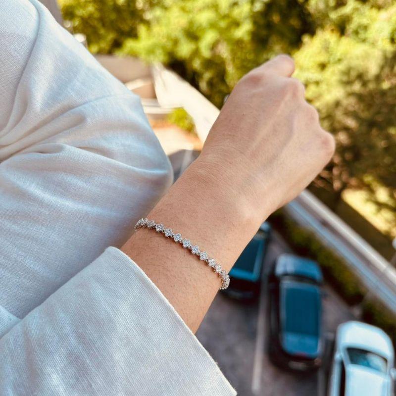 Pulseira Ródio Branco Trevo em Zircônia