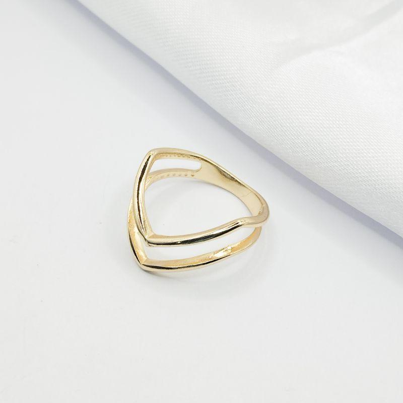 ANEL DOURADO DOIS FIO EM V