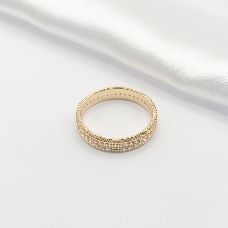 ANEL DOURADO TRABALHADO COM ZIRCÔNIA