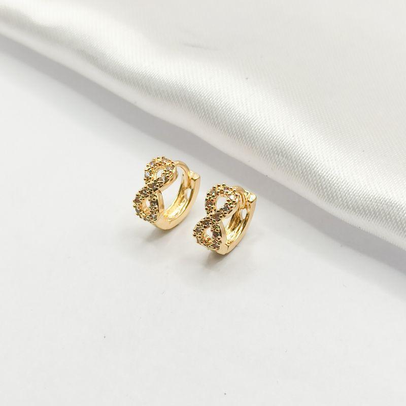 BRINCO DOURADO ARGOLINHA CLICK INFINITO CRAVEJADO