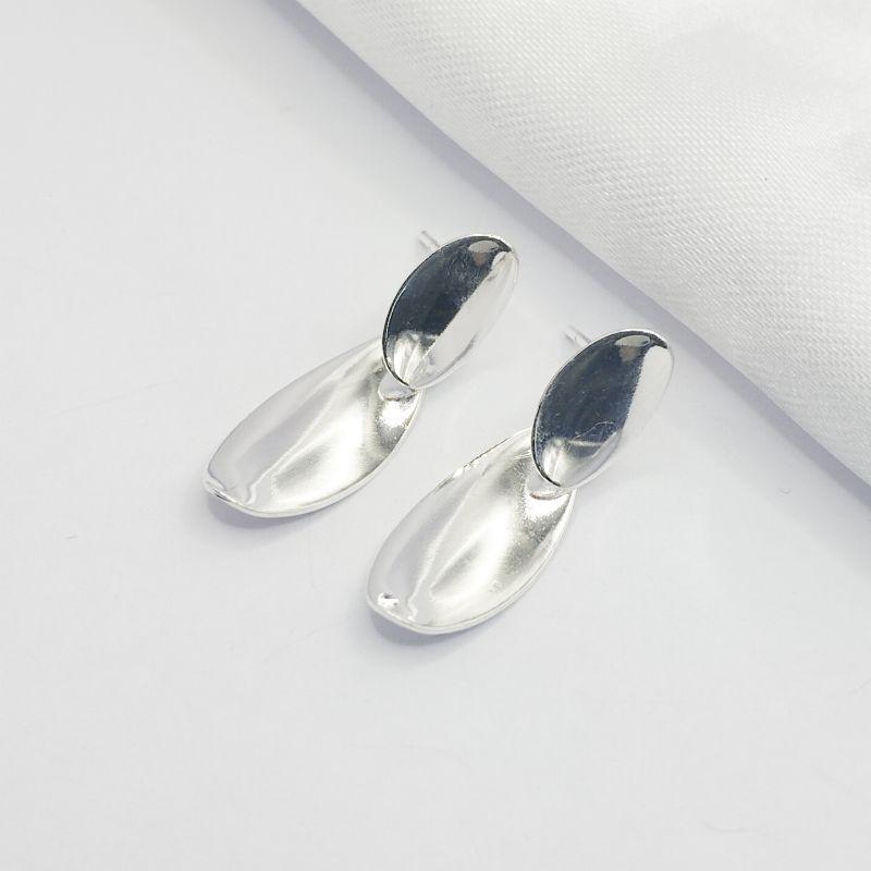 BRINCO PRATA BASE GOTA E PENDENTE OVAL LISO