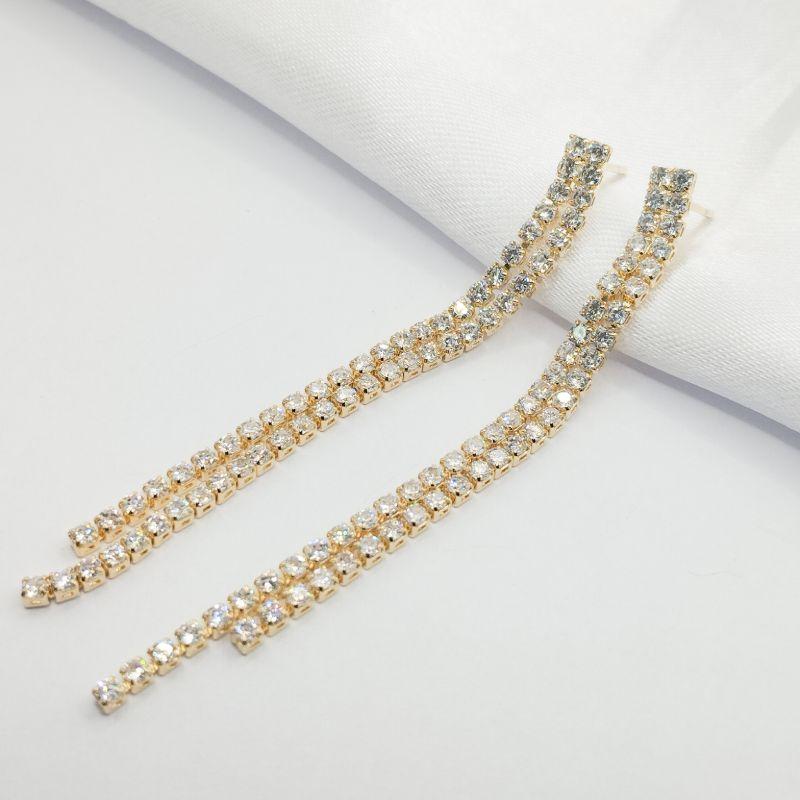 BRINCO DOURADO DOIS FIOS DE ZIRCONIA