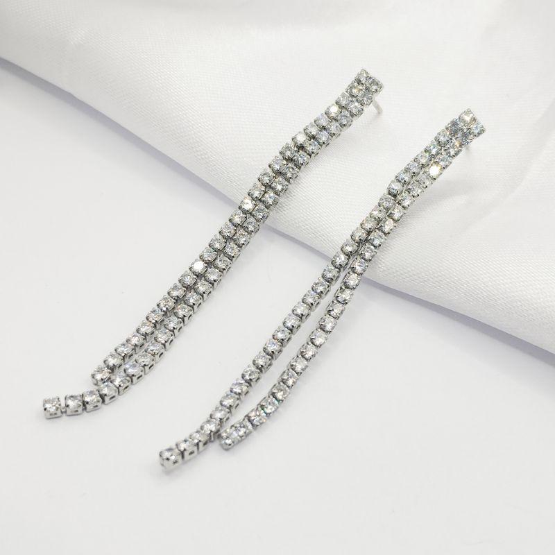 BRINCO PRATA DOIS FIOS DE ZIRCONIA