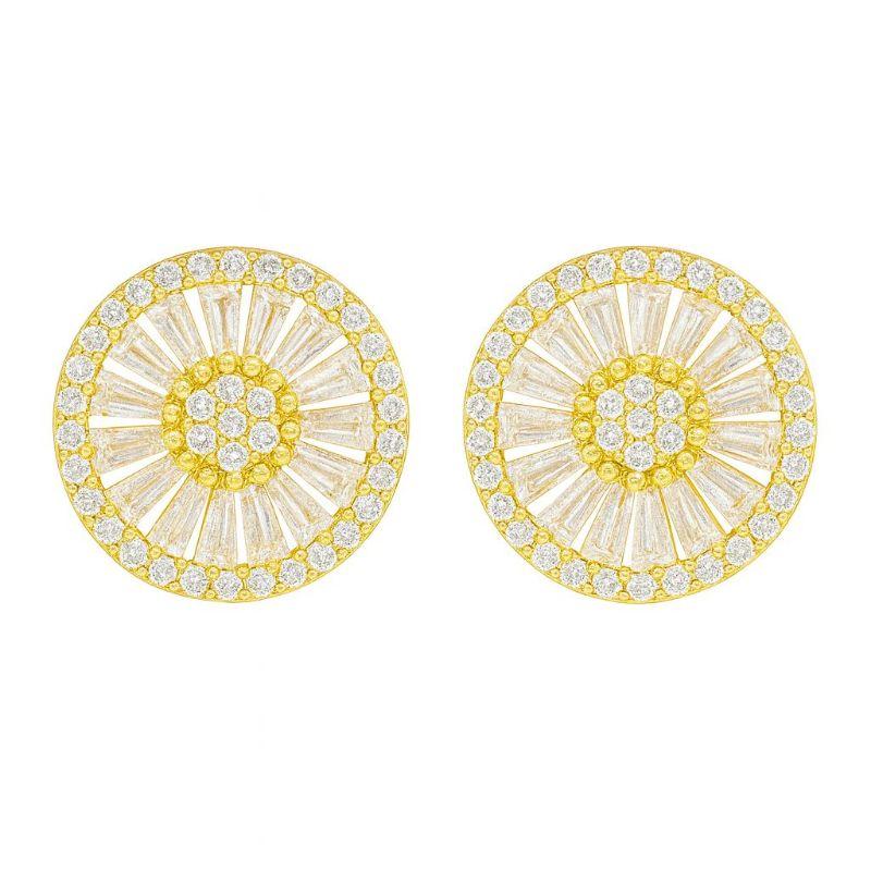 BRINCO DOURADO G REDONDO RAMALETE ZIRCONIAS PIZZA