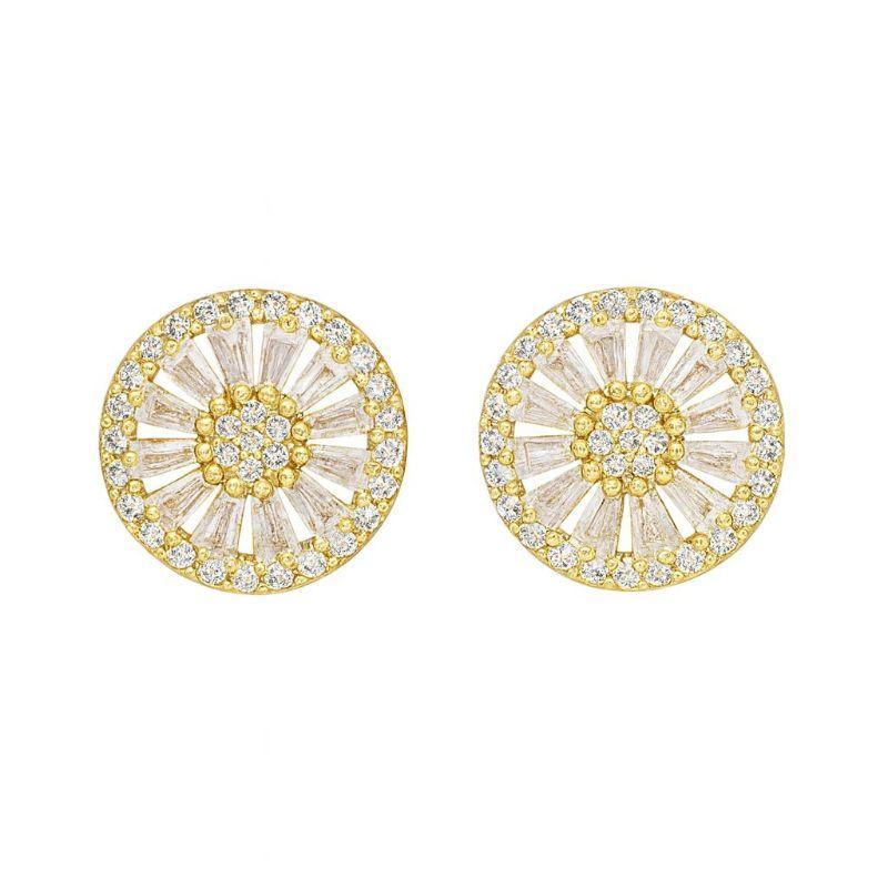 BRINCO DOURADO P REDONDO RAMALETE ZIRCONIAS PIZZA