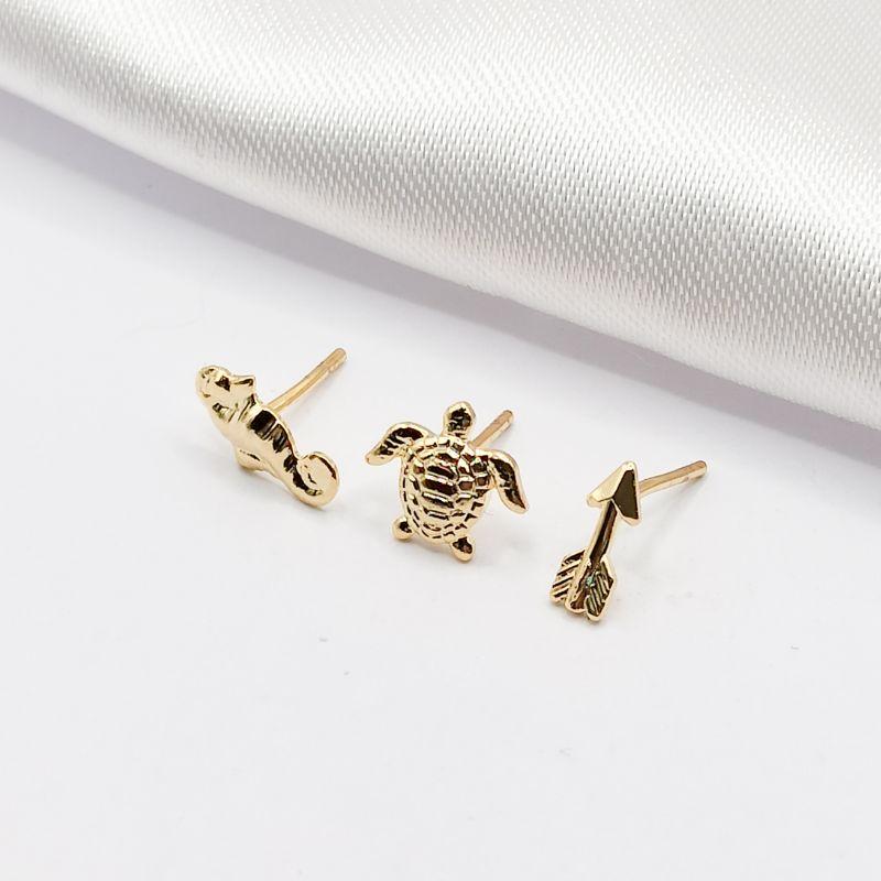 BRINCO DOURADO TRIO CAMALEÃO TARTARUGA E FLECHA