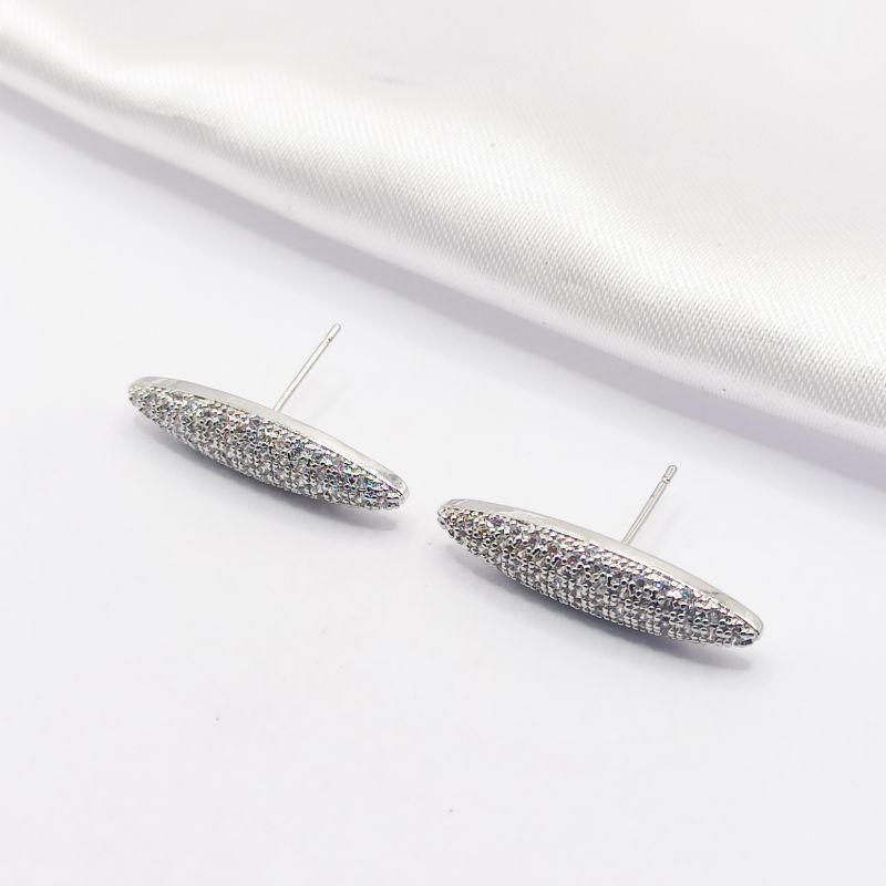 BRINCO PRATA EAR CUFF PALITO OVALADO COM APLIQUE DE RÓDIO