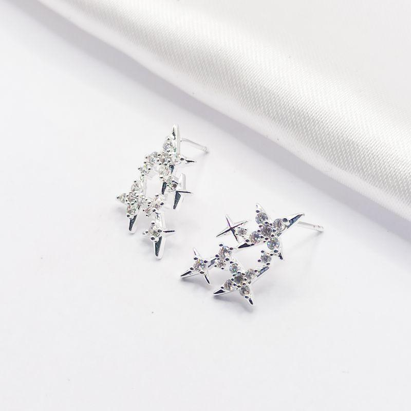 BRINCO PRATA ESTRELA CADENTE CRAVEJADA