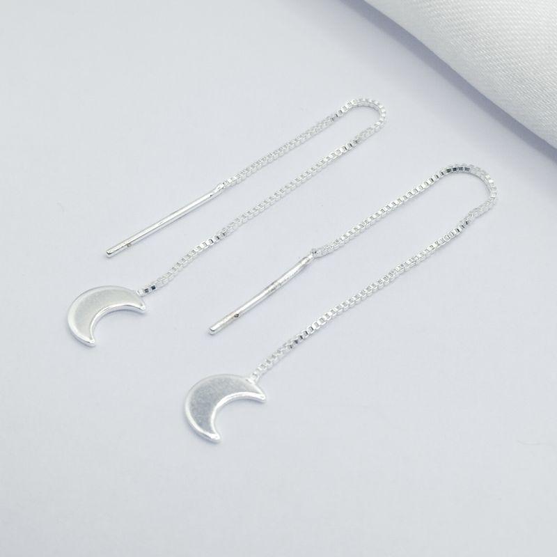 BRINCO PRATA FIO FINO COM LUA LISA