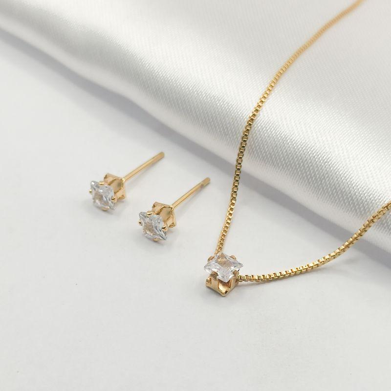 CONJUNTO DOURADO CARRÊ CRISTAL 45CM