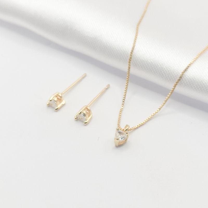 CONJUNTO DOURADO PONTO DE LUZ CORAÇÃO 45CM