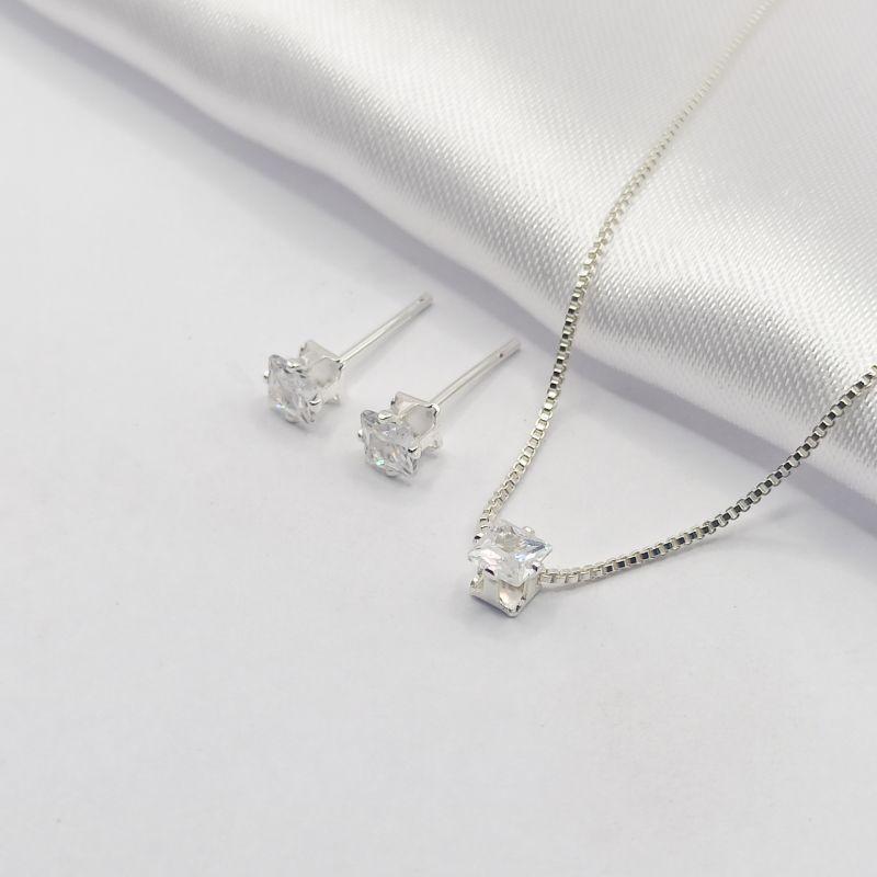 CONJUNTO PRATA CARRÊ CRISTAL 45CM