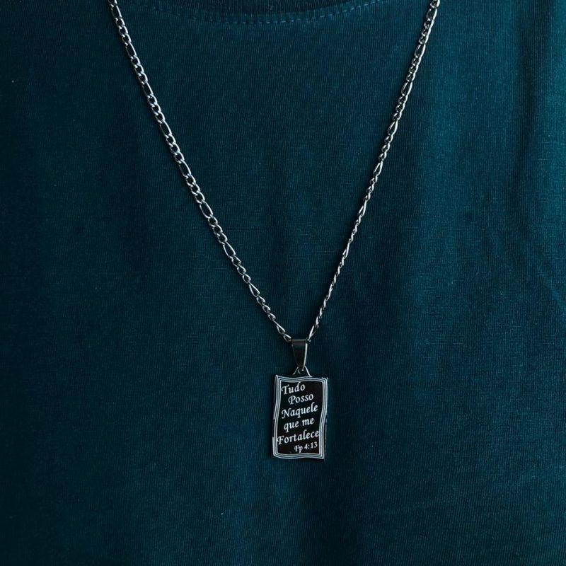 Corrente Aço Inox com Pingente Tudo Posso