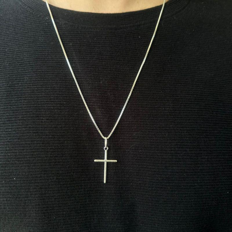 CORRENTE VENEZIANA GROSSA PRATA 925 60 CM + CRUZ