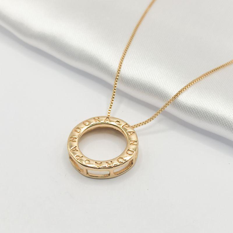 GARGANTILHA DOURADA ARO VAZADO INSPIRAÇÃO PANDORA 45CM