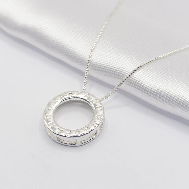 GARGANTILHA PRATA ARO VAZADO INSPIRAÇÃO PANDORA 45CM