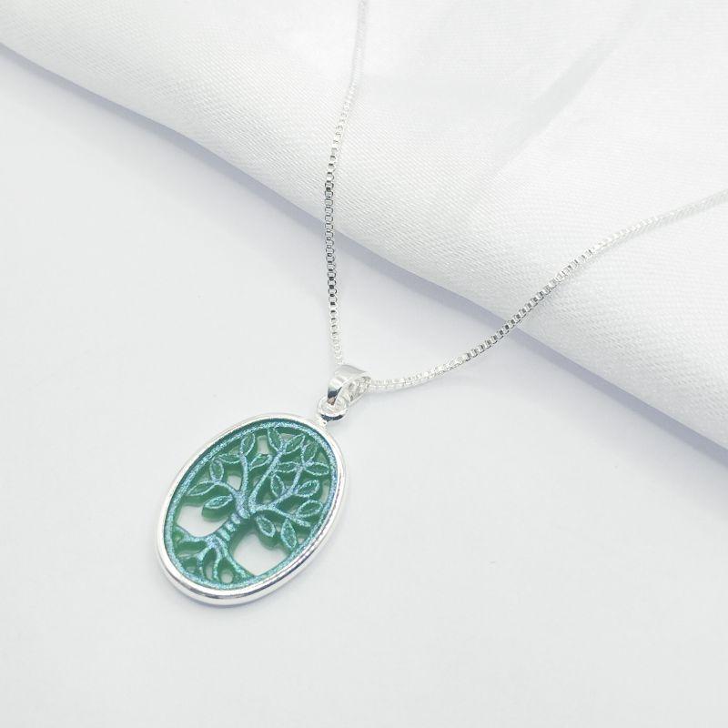 GARGANTILHA PRATA ARVORE DA VIDA 45 CM