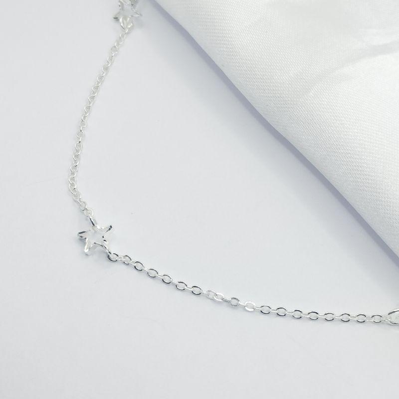 GARGANTILHA PRATA CHOKER ESTRELAS VAZADOS 35 CM