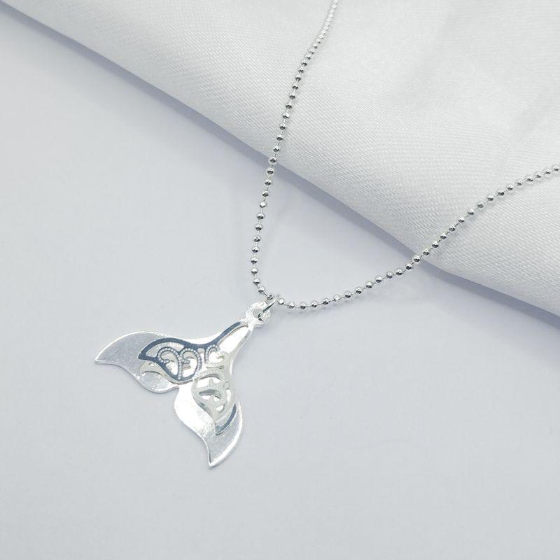 GARGANTILHA PRATA CORRENTE BOLINHA PINGENTE RABO DE SERIA 45 CM