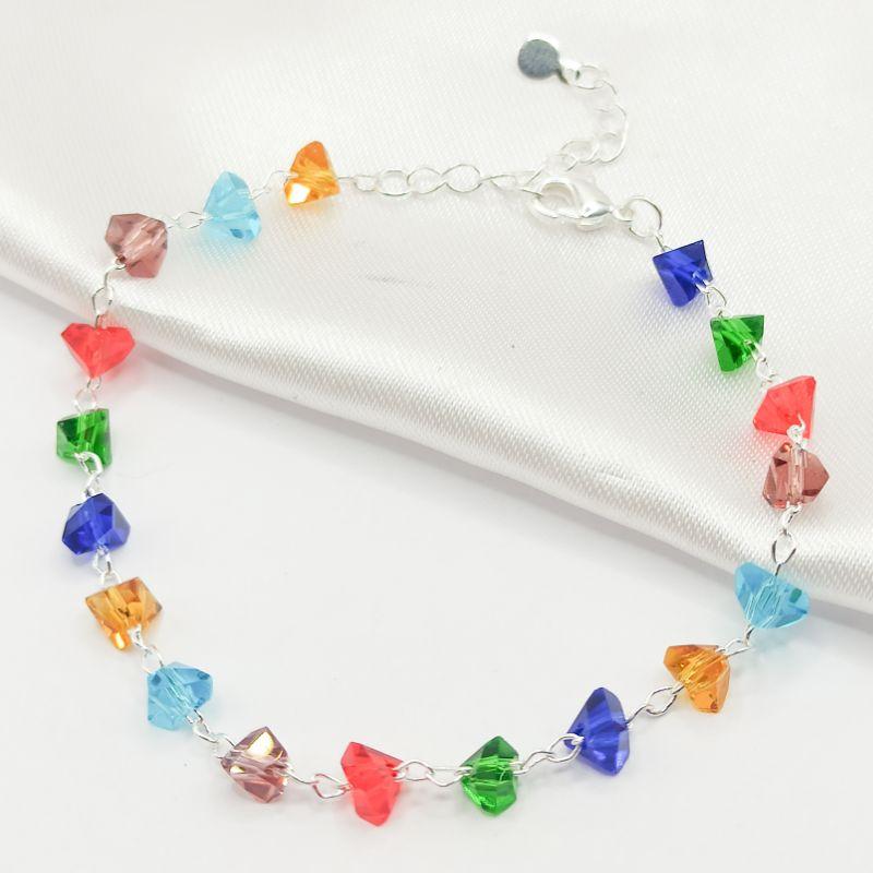 PULSEIRA PRATA MIÇANGAS COLORIDAS