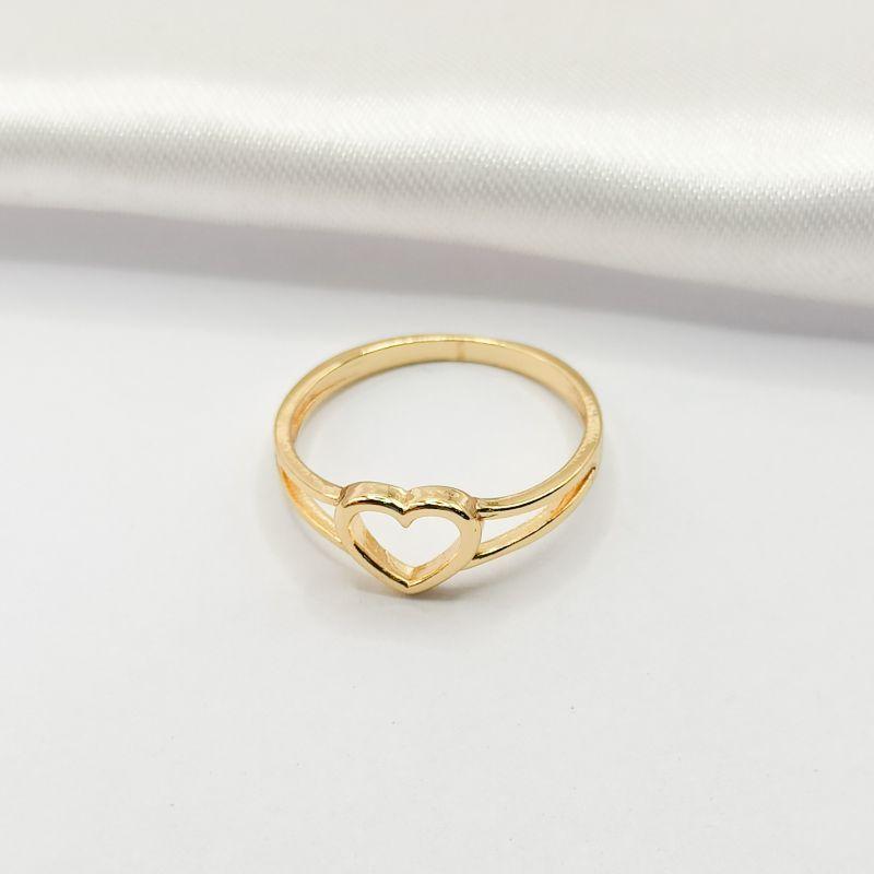 ANEL DOURADO CORAÇÃO FIO LISO