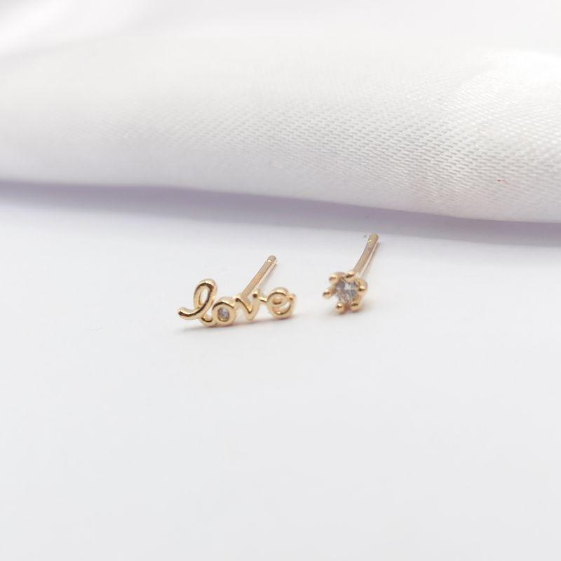 BRINCO DOURADO DUPLO LOVE E PONTO DE LUZ