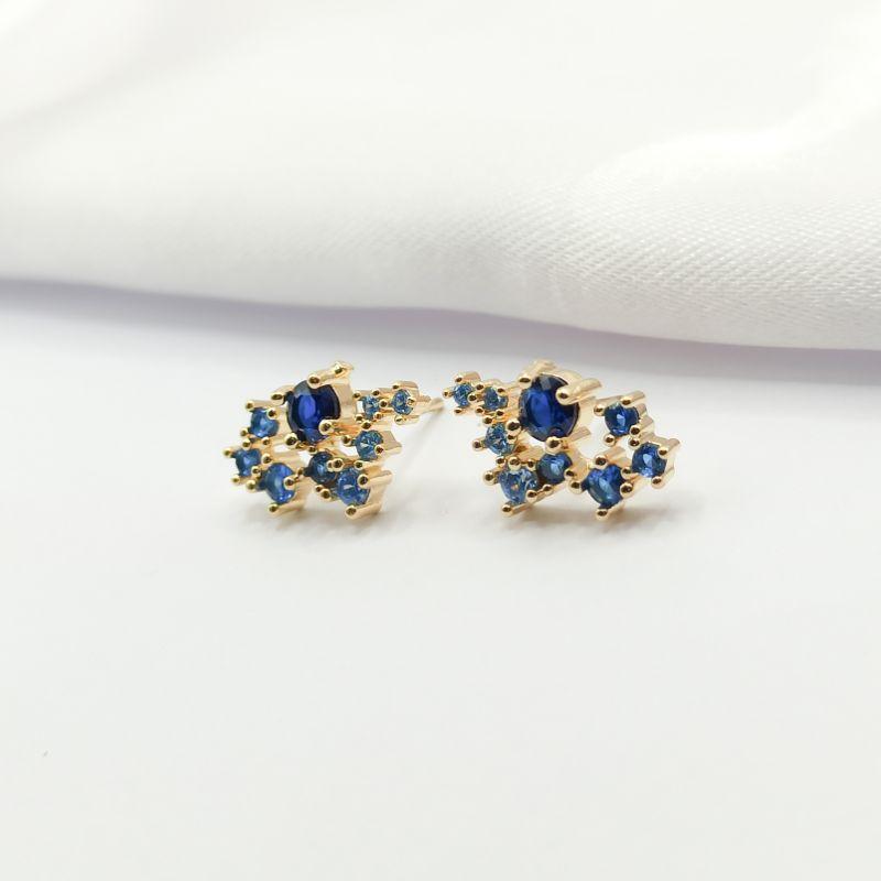 BRINCO DOURADO EAR CUFF ZIRCÔNIA AZUL