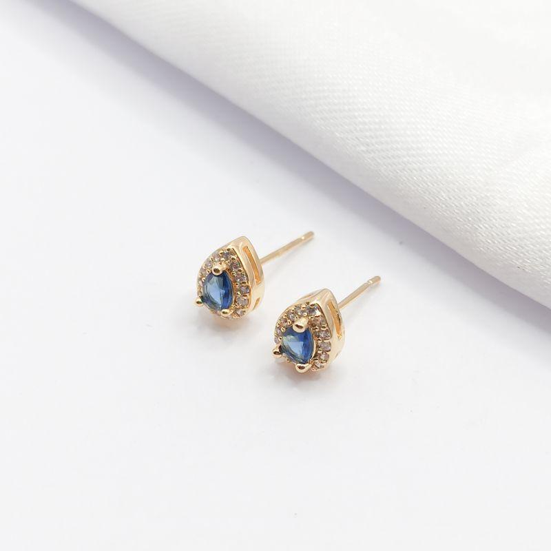 BRINCO DOURADO GOTA AZUL