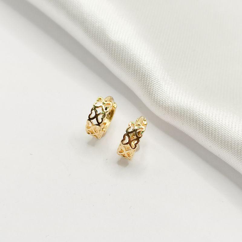 BRINCO DOURADO ARGOLINHA CLICK BORBOLETA VAZADA