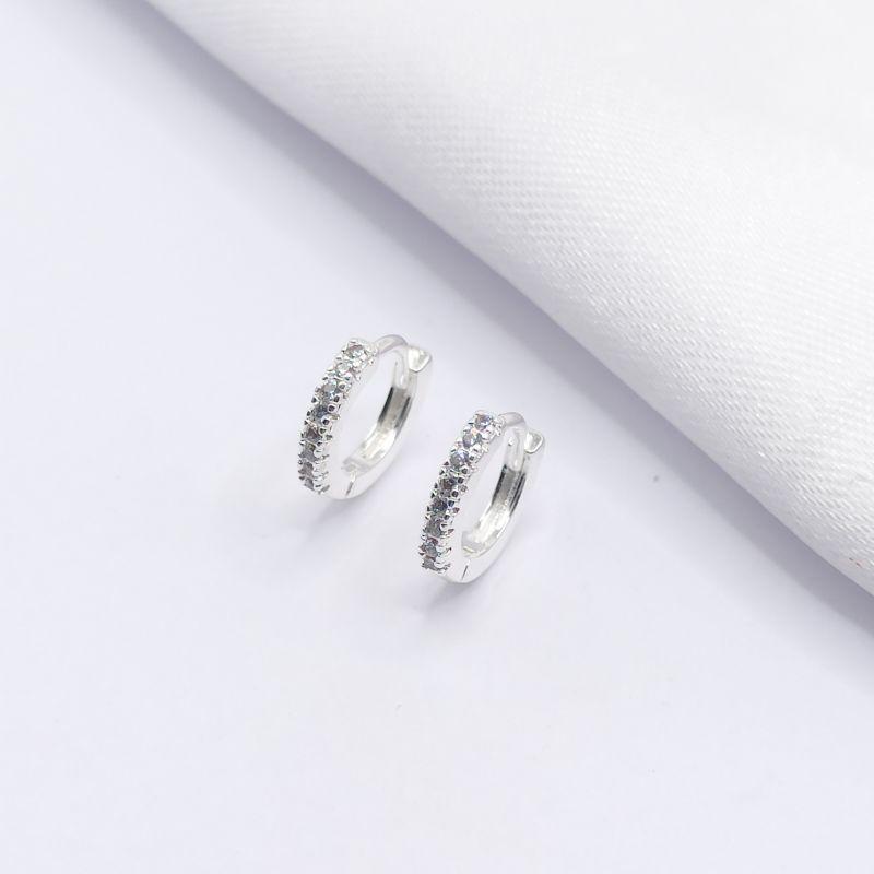 BRINCO PRATA ARGOLA CLICK FILEIRA CRAVEJADA P