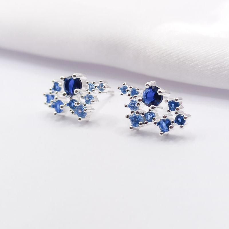 BRINCO PRATA EAR CUFF ZIRCÔNIA AZUL
