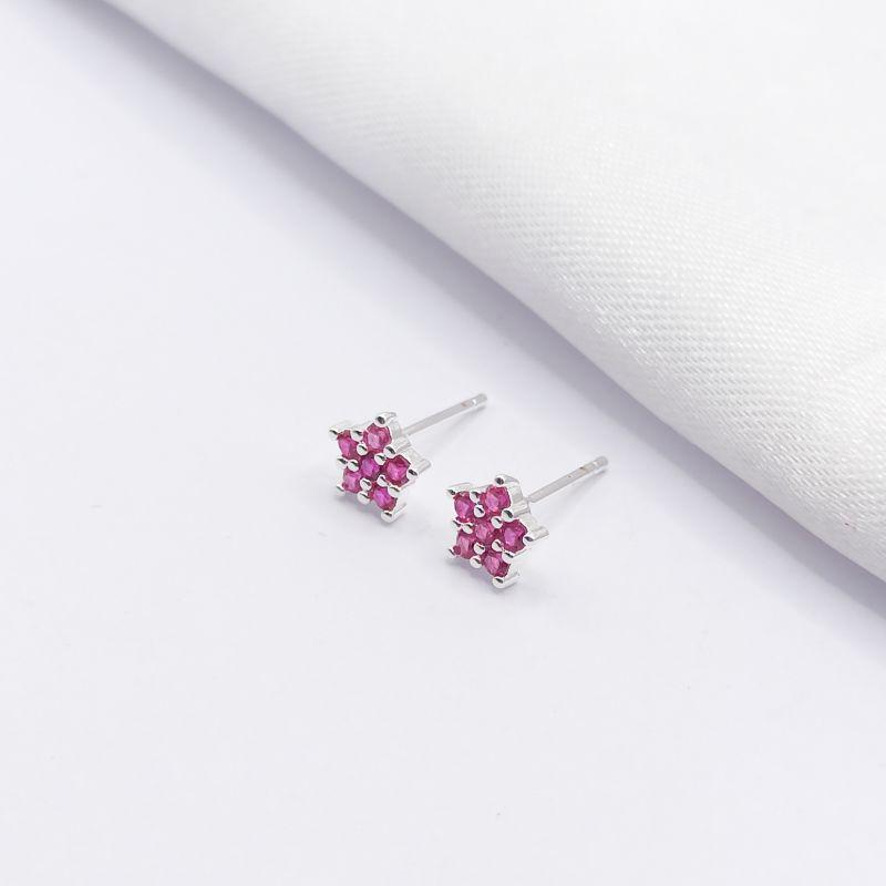 BRINCO PRATA ESTRELINHA ROSA