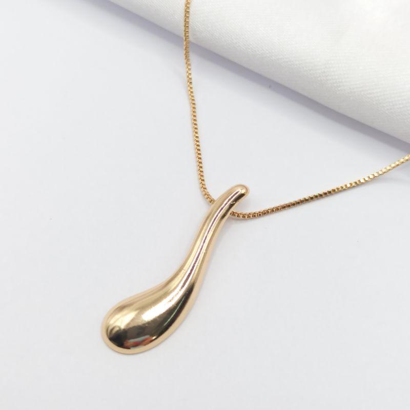 GARGANTILHA DOURADO CHOKER GOTA ORGÂNICA 40CM