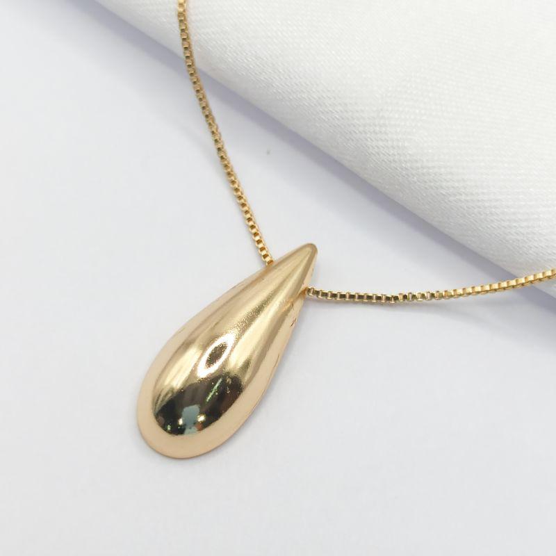 GARGANTILHA DOURADO UNHA DE GATO LISO 45CM