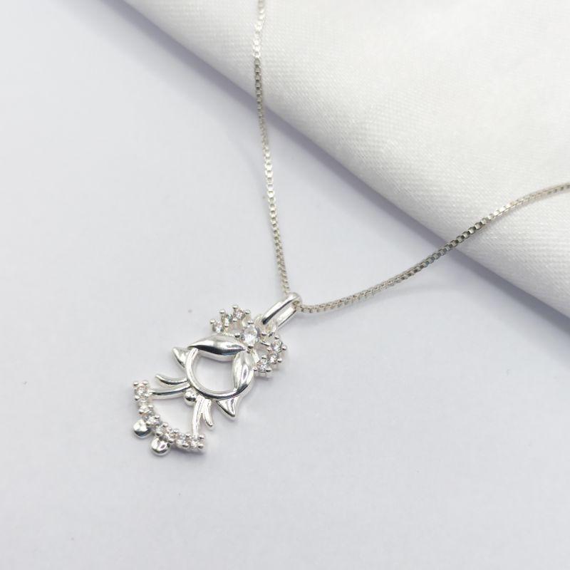 GARGANTILHA PRATA MENINA COM COROA 45CM