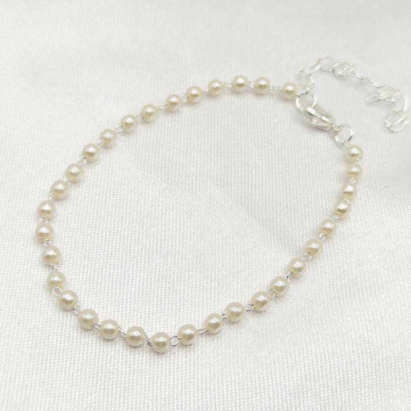 PULSEIRA PRATA COM MINI PÉROLAS