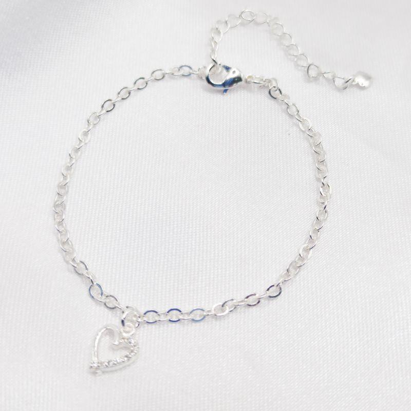 PULSEIRA PRATA ELO CADEADO COM CORAÇÃO FIO MEIO CRAVEJADO