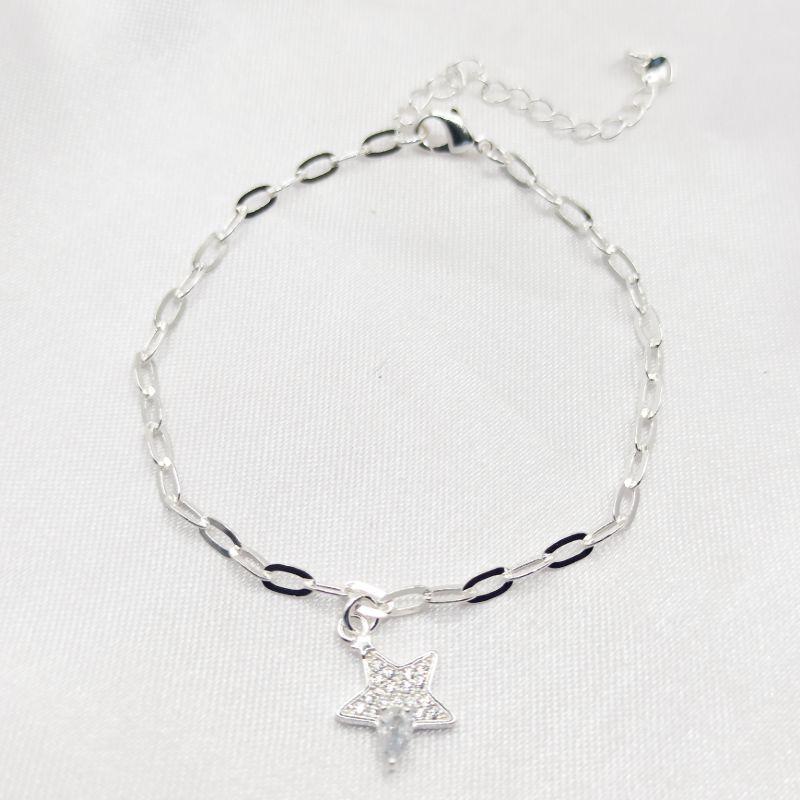 PULSEIRA PRATA ESTRELA COM GOTA CRISTAL