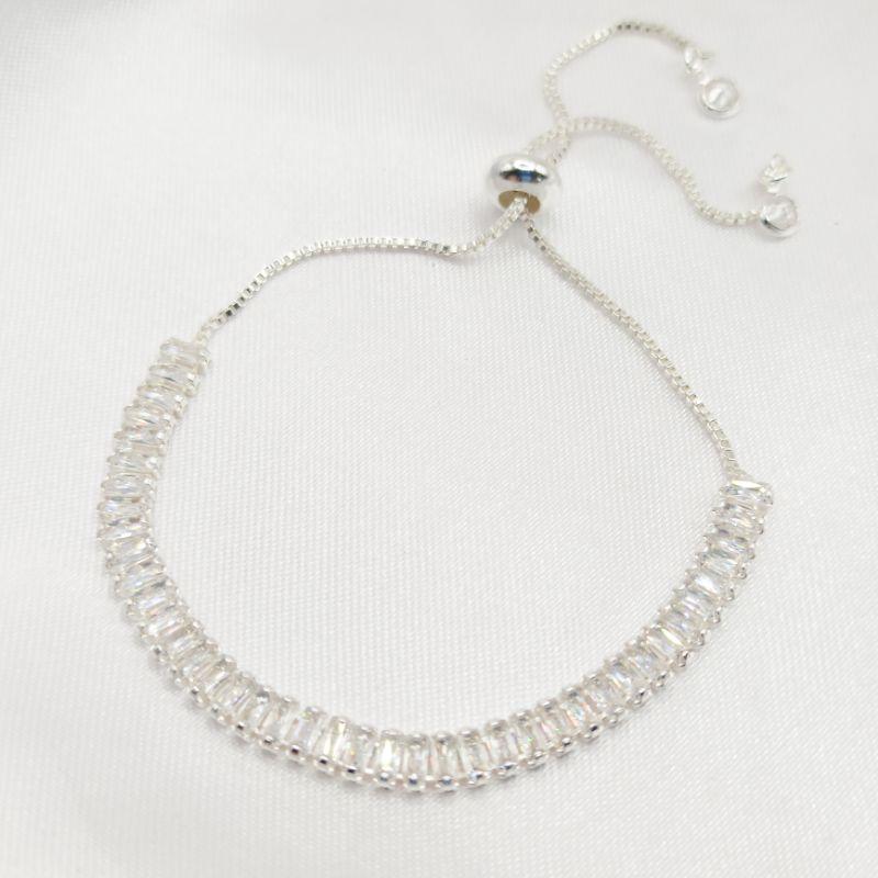 PULSEIRA PRATA RIVIERA CRISTAL BAGUETE